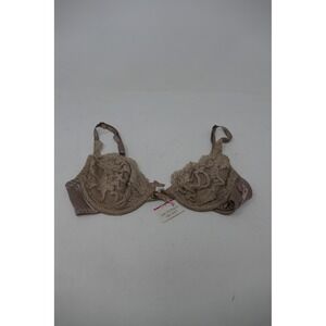 Victoria's Secret Lace Unlined Demi Bra Underwire Beige Lingerie Womens Size 34A